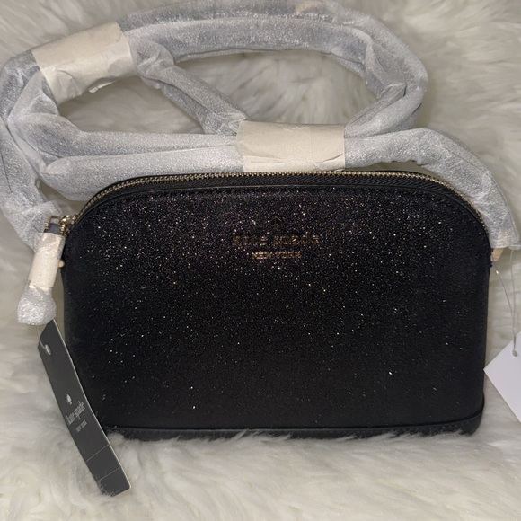 Kate Spade New York Tinsel Small Dome Crossbody in Black Glitter, Black - Picture 7 of 14
